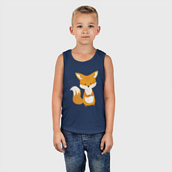 Майка детская хлопок Недовольный лисёнок, цвет: тёмно-синий — фото 2