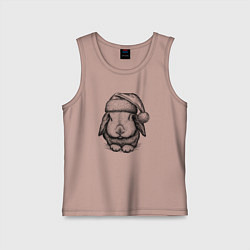 Майка детская хлопок Новогодний зайченок, цвет: пыльно-розовый