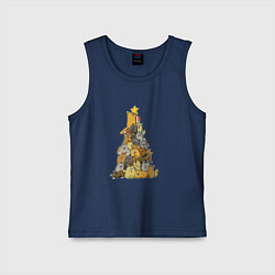 Майка детская хлопок Новогодняя ёлка из котиков, цвет: тёмно-синий