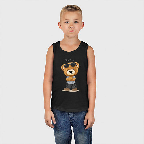 Детская майка Плюшевый медвежонок - бесстрашный / Черный – фото 5