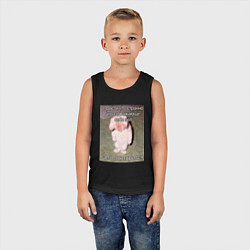 Майка детская хлопок Котик плохо себя вёл мем, цвет: черный — фото 2