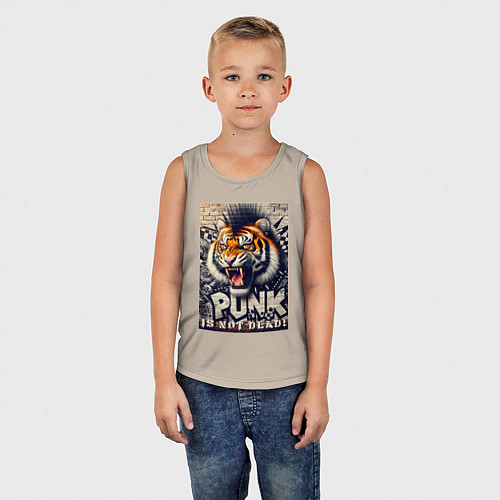 Детская майка Cool tiger - punks not dead / Миндальный – фото 5