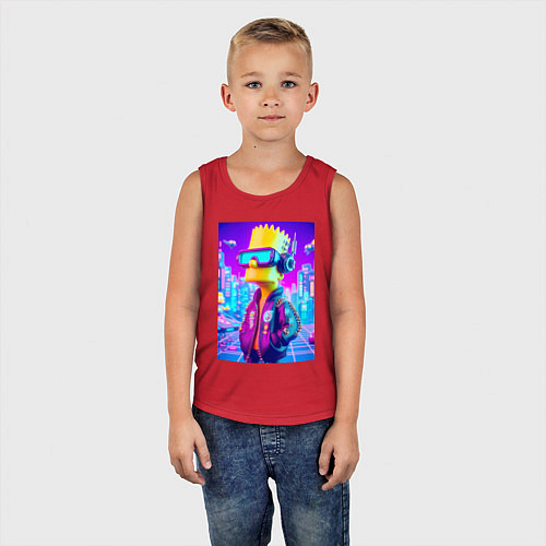 Детская майка Cyber Bart on a virtual glasses / Красный – фото 5