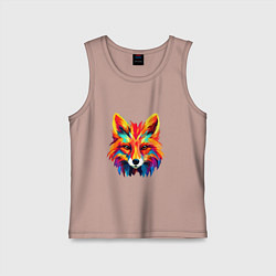 Майка детская хлопок Красочный лис поп арт, цвет: пыльно-розовый