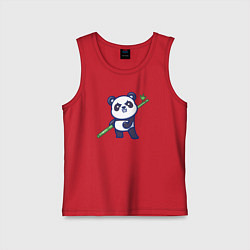 Майка детская хлопок Панда воин, цвет: красный