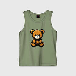 Майка детская хлопок Тедди медведь, цвет: авокадо