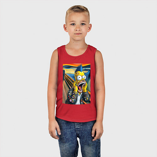 Детская майка Гомер Симпсон кричит - мем нейросеть / Красный – фото 5