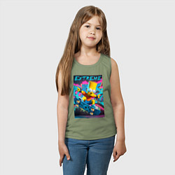 Майка детская хлопок Барт Симпсон крутой скейтбордист, цвет: авокадо — фото 2