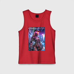 Майка детская хлопок Cyber Barbie - neon glow fantasy, цвет: красный