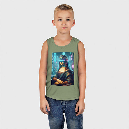 Детская майка Gioconda - cyberpunk ai art fantasy / Авокадо – фото 5