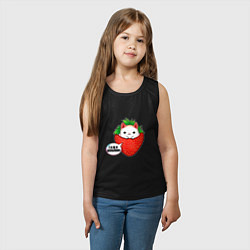 Майка детская хлопок Милый кот клубника тащи клубнику, цвет: черный — фото 2