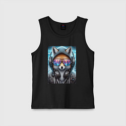 Майка детская хлопок Urban fox - ai art, цвет: черный