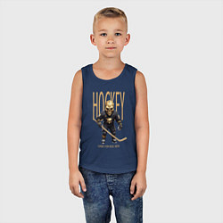 Майка детская хлопок Хоккеист в маске черепа, цвет: тёмно-синий — фото 2