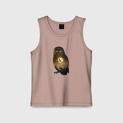 Майка детская хлопок Лунная совушка, цвет: пыльно-розовый