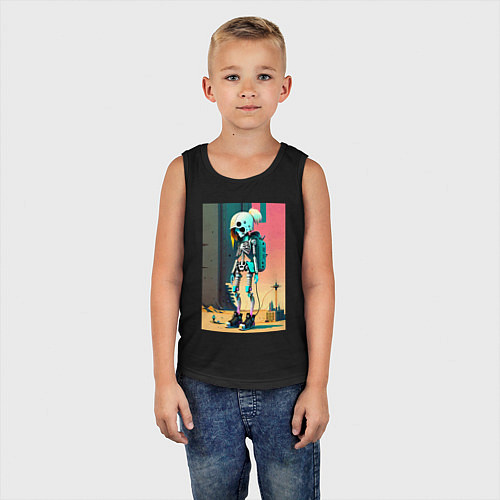 Детская майка Cyber skeleton from future - ai art fantasy / Черный – фото 5