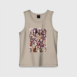 Майка детская хлопок Клинок, рассекающий демонов Гию Томиока коллаж, цвет: миндальный