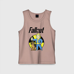 Майка детская хлопок Vault boy and dog, цвет: пыльно-розовый