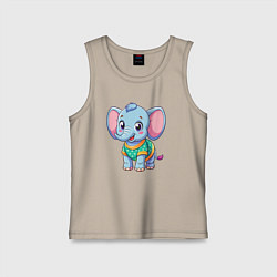 Майка детская хлопок Весёлый слонёнок, цвет: миндальный