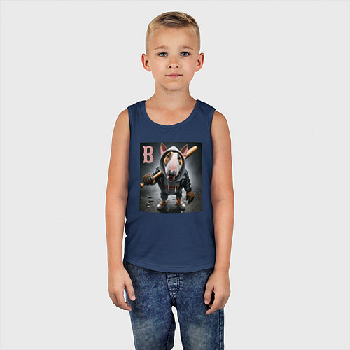 Детская майка Булли крутой бейсболист - нейросеть / Тёмно-синий – фото 5