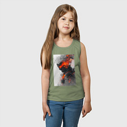 Майка детская хлопок Киберпанк самурай, цвет: авокадо — фото 2