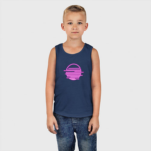 Детская майка Абстрактное геометрическое неоновое солнце / Тёмно-синий – фото 5