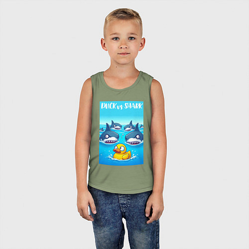 Детская майка Duck vs shark - ai art fantasy / Авокадо – фото 5
