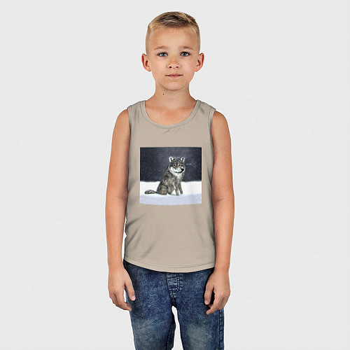 Детская майка Волк ауффф мем / Миндальный – фото 5