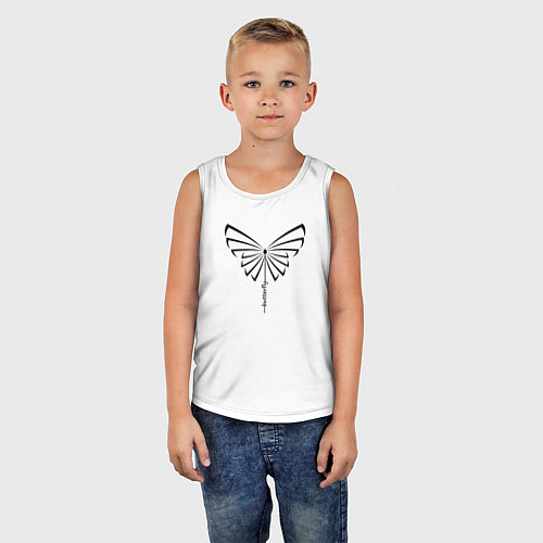 Детская майка Силуэт бабочки с вертикальной надписью / Белый – фото 5