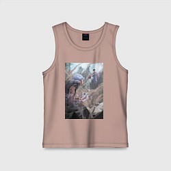 Майка детская хлопок Магическая битва Сатору Годзё Сукуна Рёмэн, цвет: пыльно-розовый