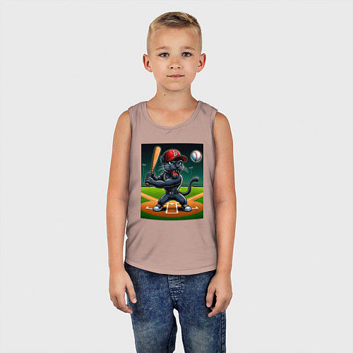 Детская майка Пантера - баттер бейсбольной команды / Пыльно-розовый – фото 5