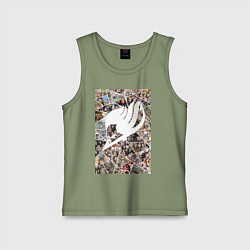 Майка детская хлопок Хвост Феи Нацу Драгнил Эрза Скарлет коллаж, цвет: авокадо