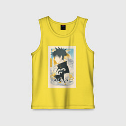 Майка детская хлопок Магическая битва Мэгуми Фусигуро тень, цвет: желтый