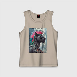 Майка детская хлопок Dude panther - punks not dead, цвет: миндальный