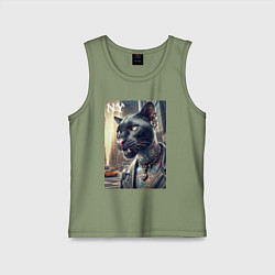 Майка детская хлопок Cool dude panther from New York - ai art, цвет: авокадо