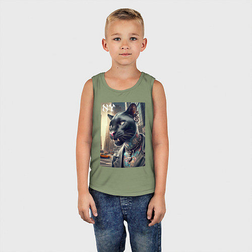 Детская майка Cool dude panther from New York - ai art / Авокадо – фото 5