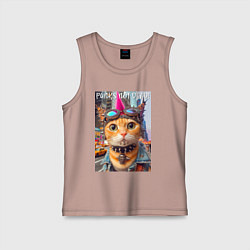 Майка детская хлопок Котёнок панк музыкант из Нью-Йорка - нейросеть, цвет: пыльно-розовый