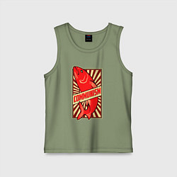 Майка детская хлопок Рыбный коммунизм, цвет: авокадо