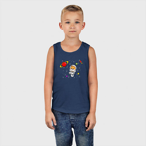 Детская майка Лисенок в космосе / Тёмно-синий – фото 5