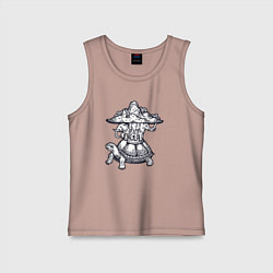 Майка детская хлопок Слоны и черепаха, цвет: пыльно-розовый