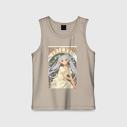 Майка детская хлопок Провожающая в последний путь Фрирен эльф, цвет: миндальный