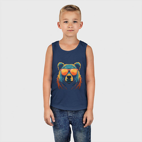 Детская майка Медведь в оранжевых очках / Тёмно-синий – фото 5