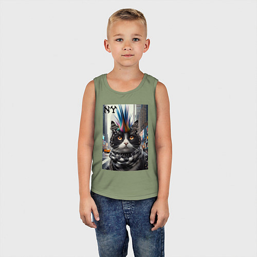 Детская майка Кот панк с разноцветным хаером - Нью-Йорк / Авокадо – фото 5