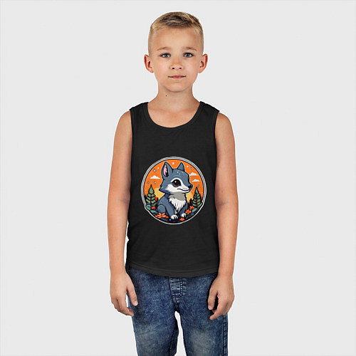 Детская майка Звездный волчонок / Черный – фото 5