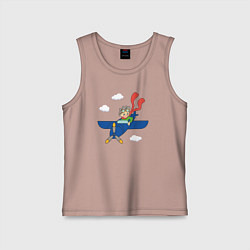 Майка детская хлопок Мальчик пилот и самолет, цвет: пыльно-розовый