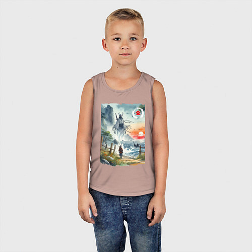 Детская майка Ghost of Tsushima - watercolor / Пыльно-розовый – фото 5