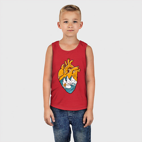 Детская майка Сердце моряка / Красный – фото 5