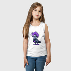 Майка детская хлопок Мультяшный голубь панк с ирокезом, цвет: белый — фото 2