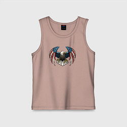 Майка детская хлопок Америка орёл, цвет: пыльно-розовый