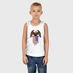 Майка детская хлопок Орёл с американским флагом, цвет: белый — фото 2
