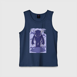 Майка детская хлопок Медведь и тень в горах, цвет: тёмно-синий